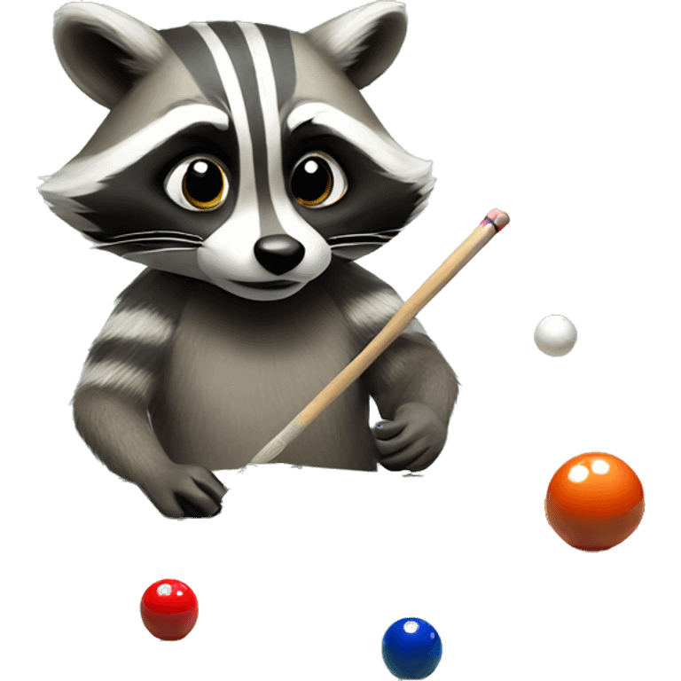 Cute raccoon playing pool  emoji