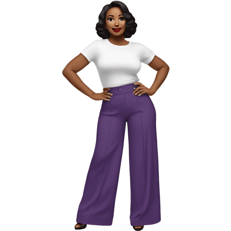 Realistic isolated pair of high waist long wide leg dressy casual pants in purple emoji