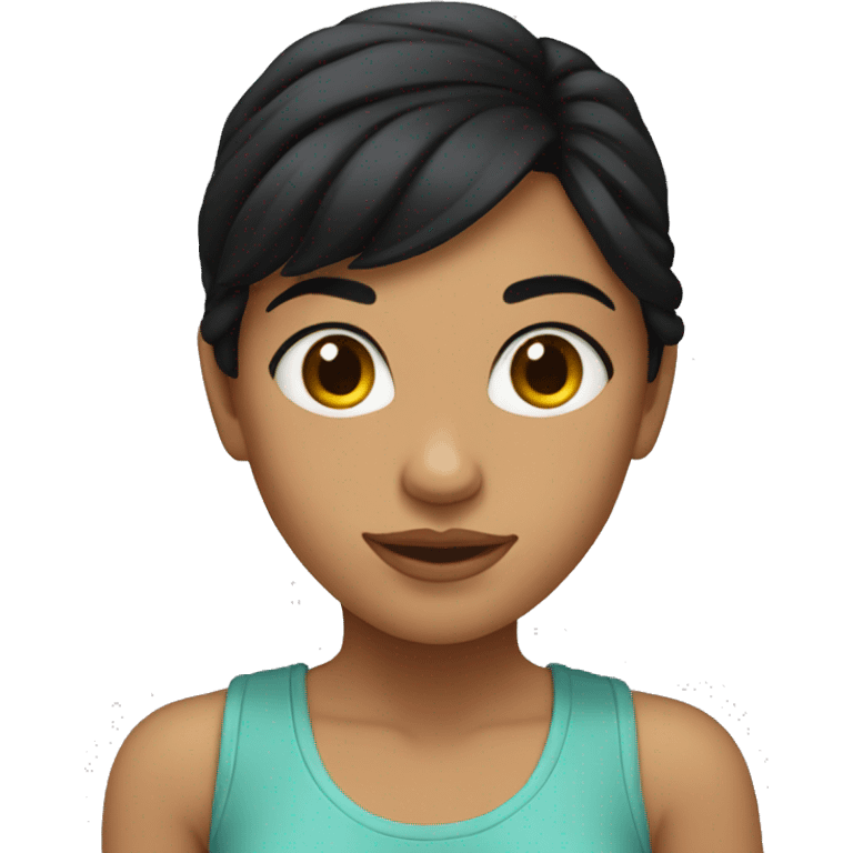 girl, shortly black hair, latin skin emoji