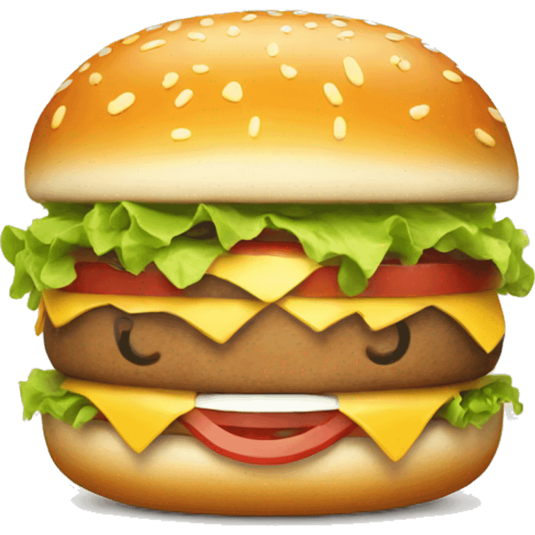 happy burger with face emoji