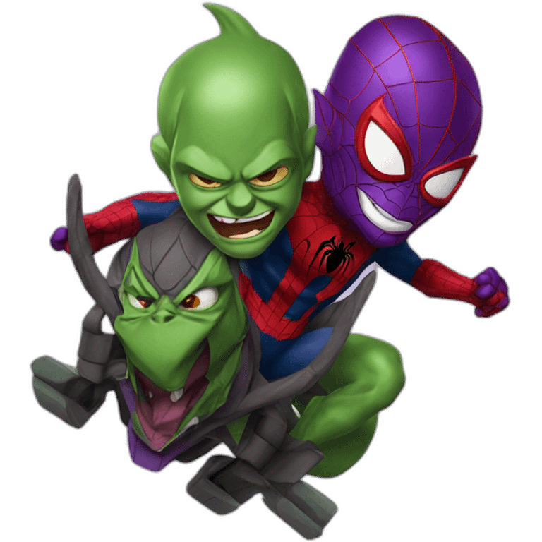 Green Goblin riding Spiderman emoji