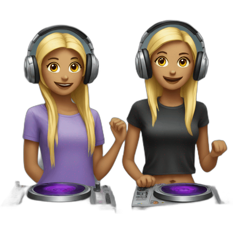 two girls djing emoji