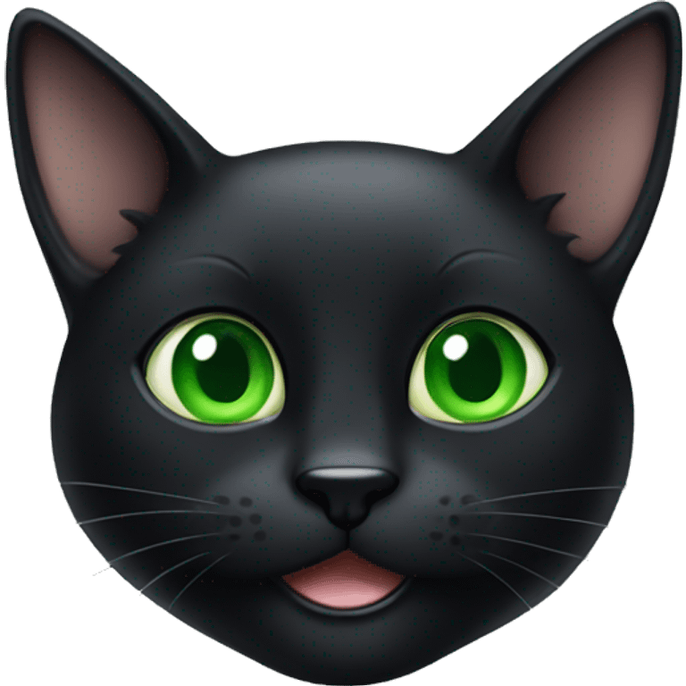 Playful black cat with green eyes  emoji