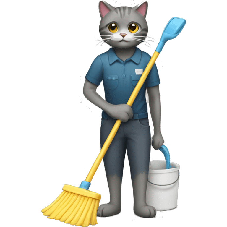 Cleaning cat emoji