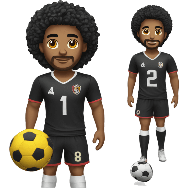 Chico con pelo negro playera de fútbol  emoji