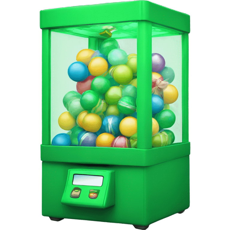 claw machine green colors, balls as presents emoji