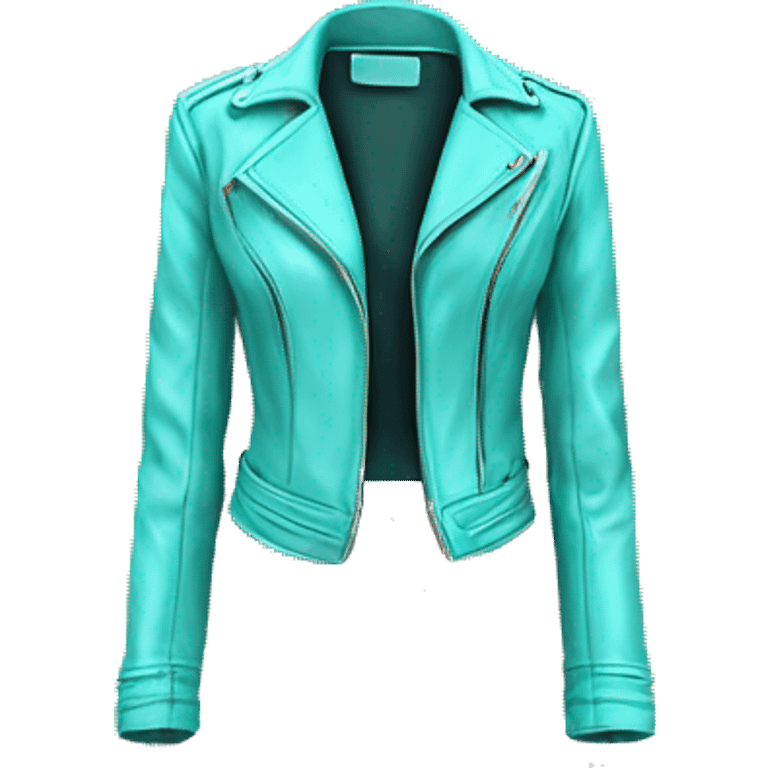 Realistic isolated open tiffany blue feminine fashion leather jacket. emoji