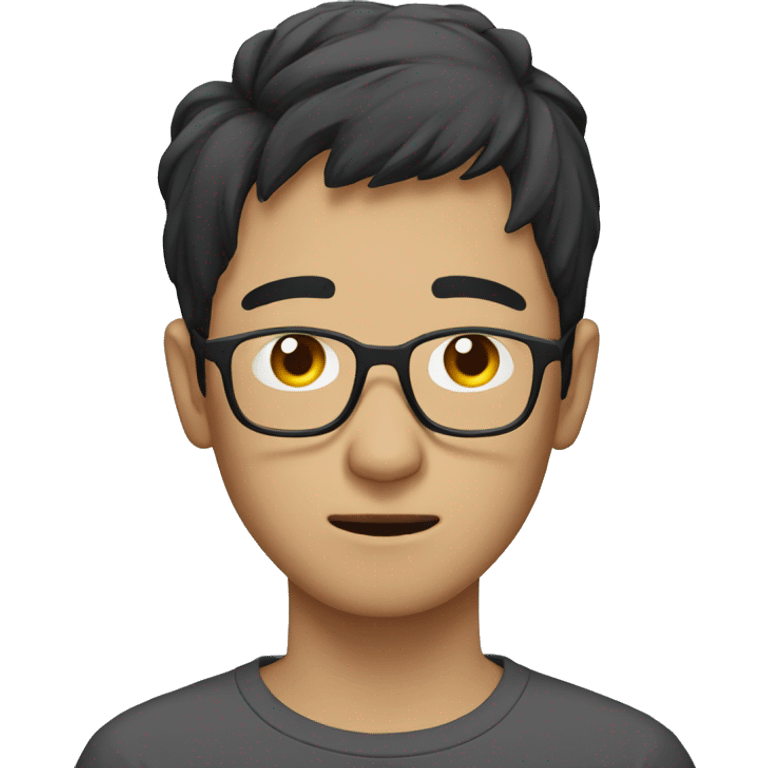 Pain Young Asian man with glasses emoji