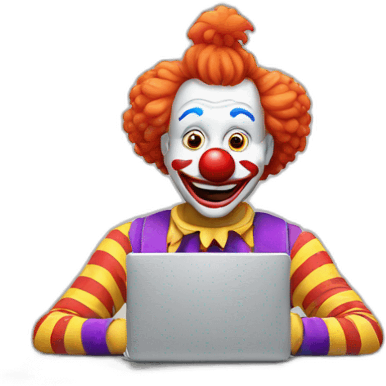 clown sitting in front of computer emoji