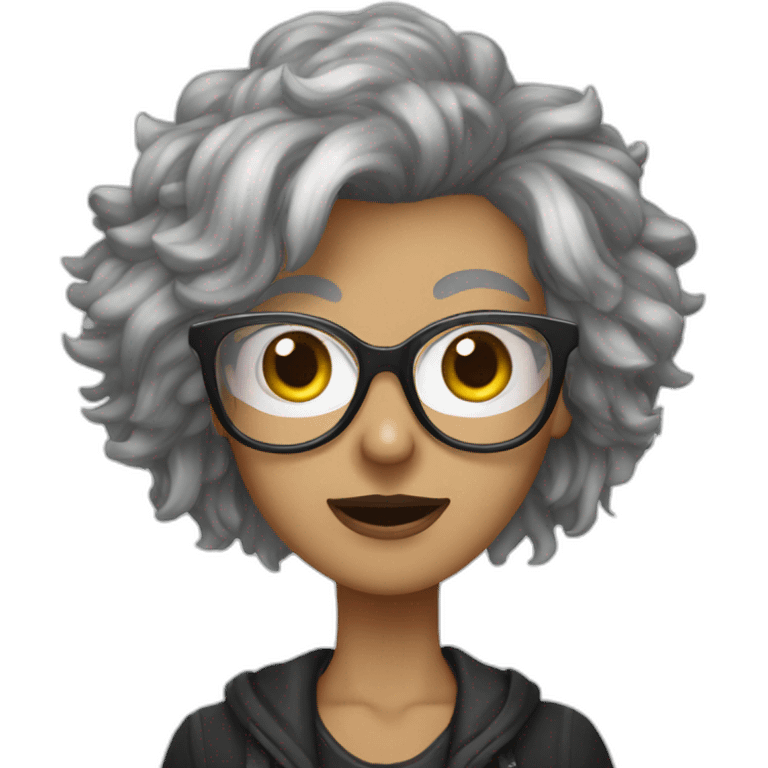 Grayhaired woman with eye glasses punk rockvsryle emoji