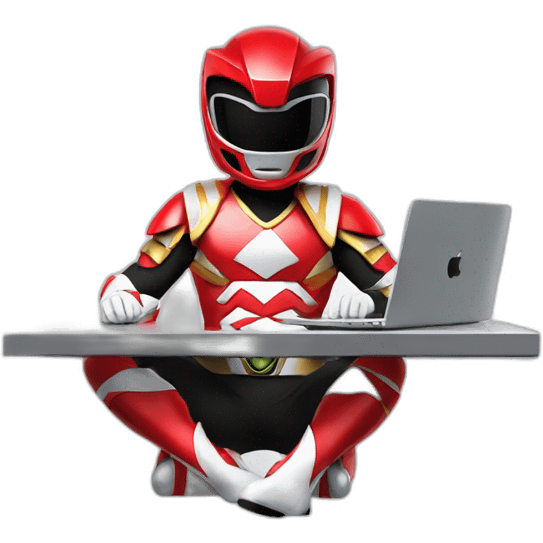 red power ranger with a laptop computer mac emoji