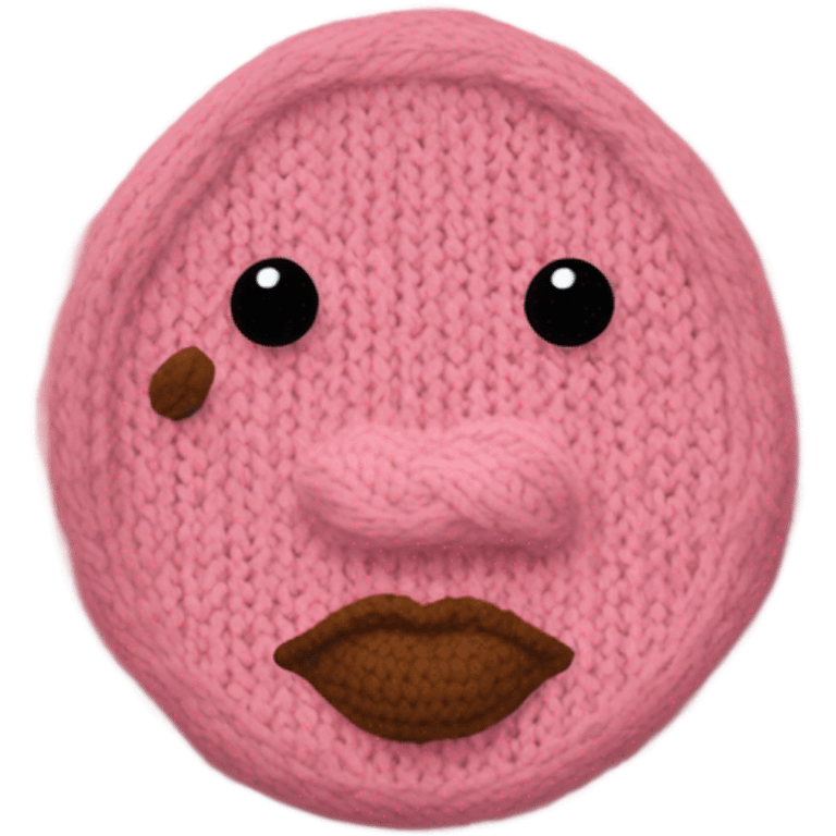 Knit sweater with cute lip patterned emoji