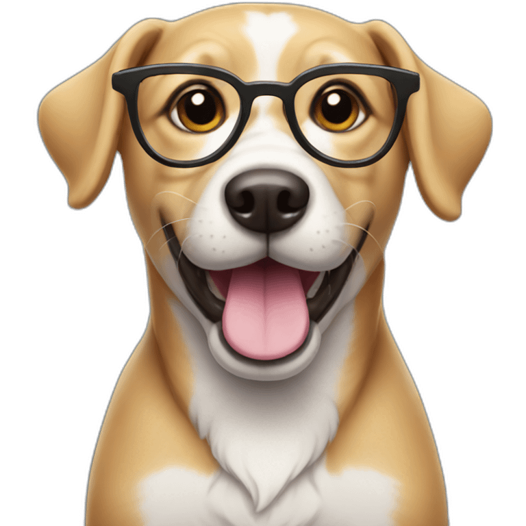 Dog with glasses smile emoji