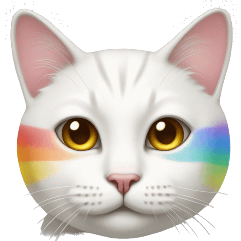 white cat with rainbow stripes emoji