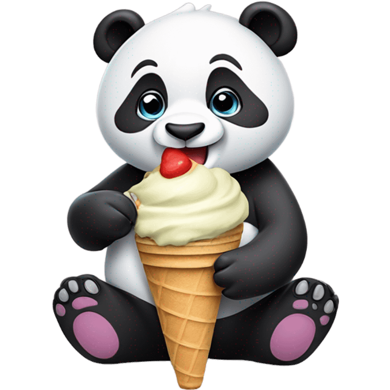 Panda eating ice cream emoji