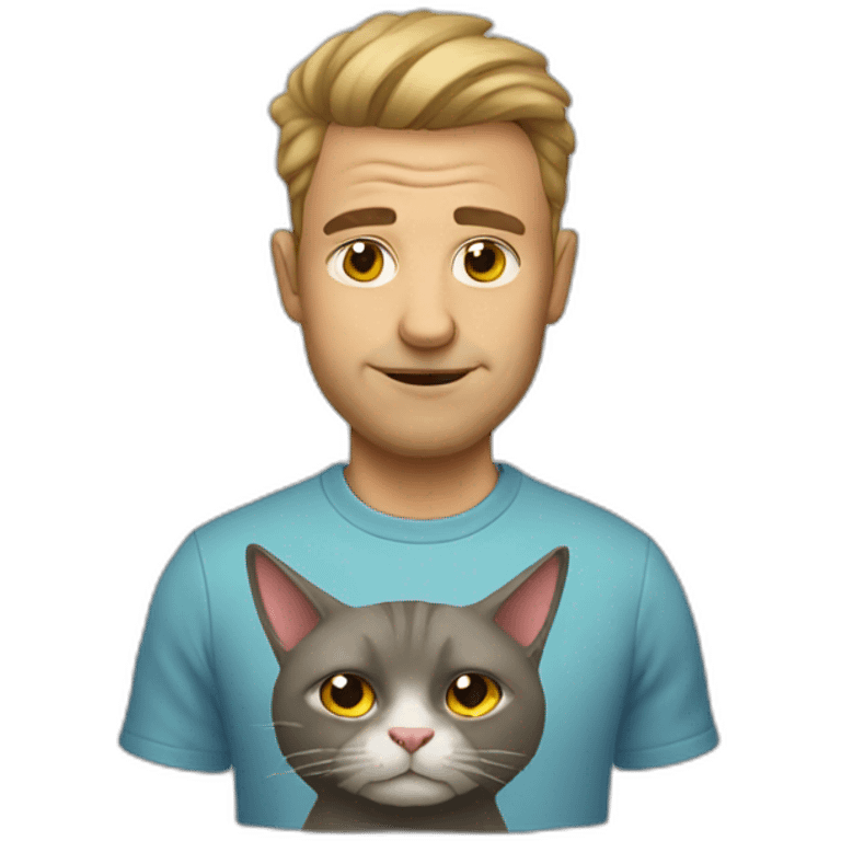 ugly man with a cat emoji