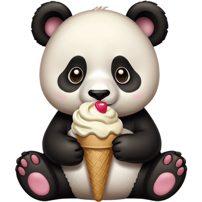 Panda eating ice cream emoji