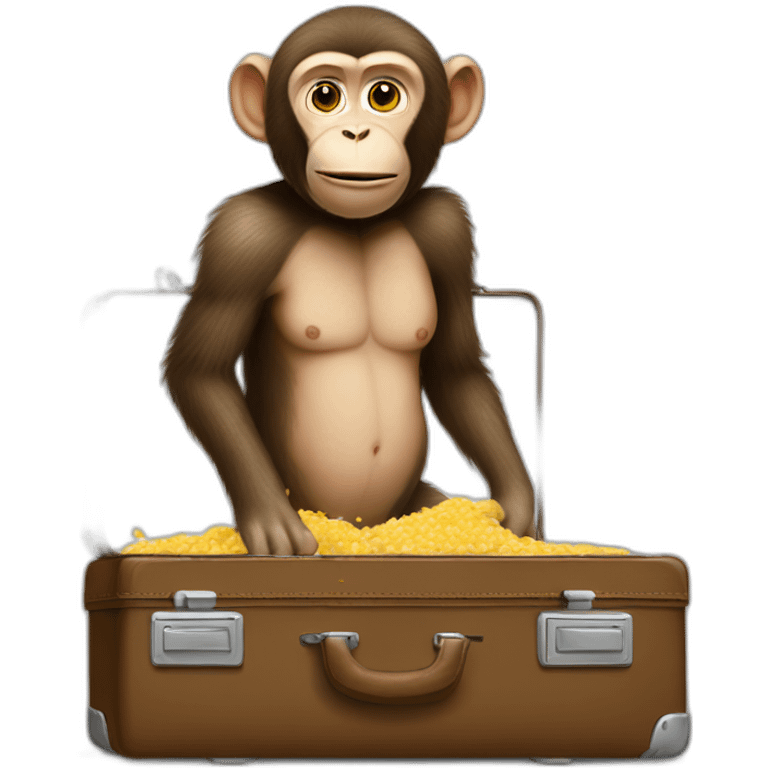 putin as monkey in a suitcase with guano emoji