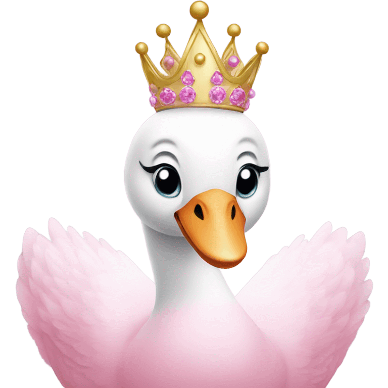 A pink swan wearing a crown and a pink tutu  emoji