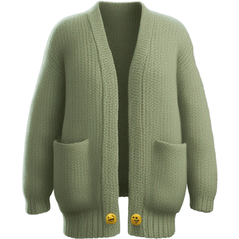 Sage oversize wool open short cardigan, isolated emoji