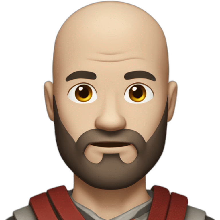 man with little hair and receding hairline and beard like kratos emoji