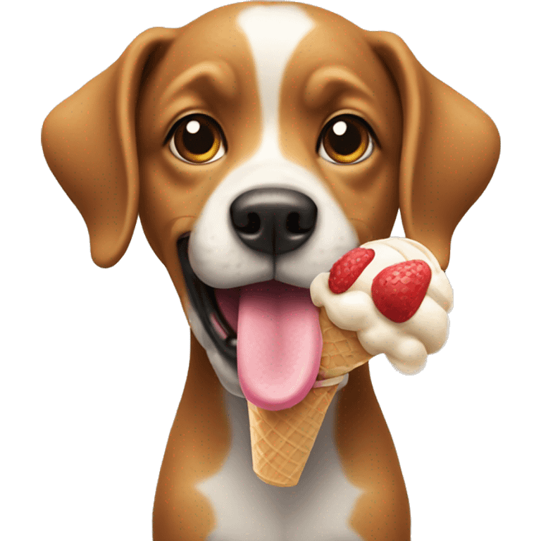 Dog holding an icecream emoji