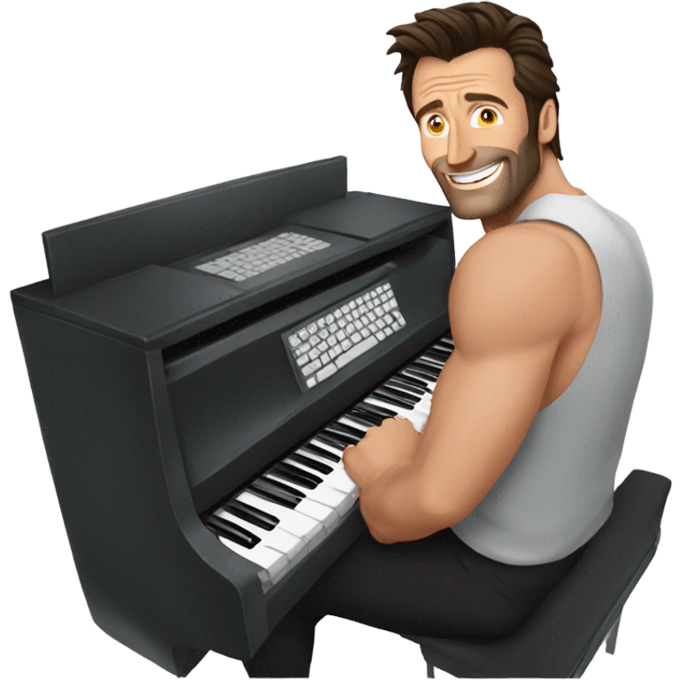 Hugh Jackman at a keyboard emoji