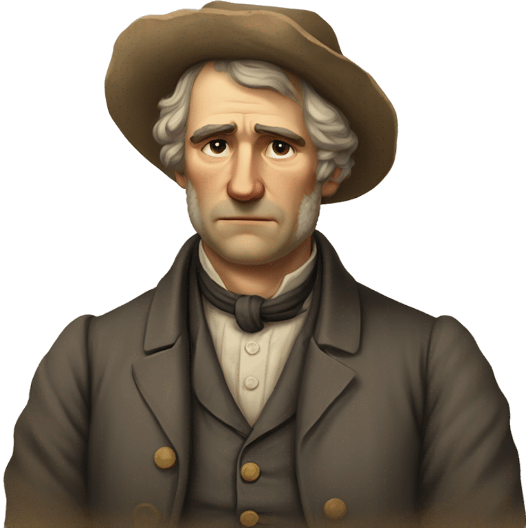 sad, handsome white man, 1800s, farmer, no mustache, very old emoji