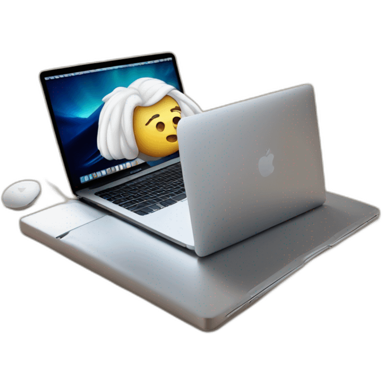 tim cook with macbook pro on desk emoji