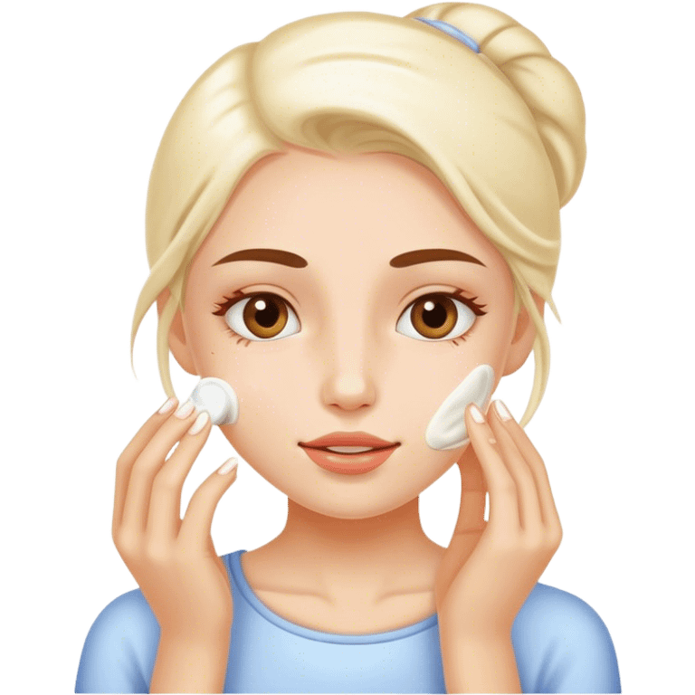 white girl applying cream on face emoji