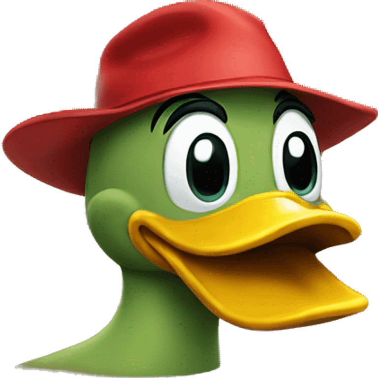 Oregon duck mascot with red hat emoji