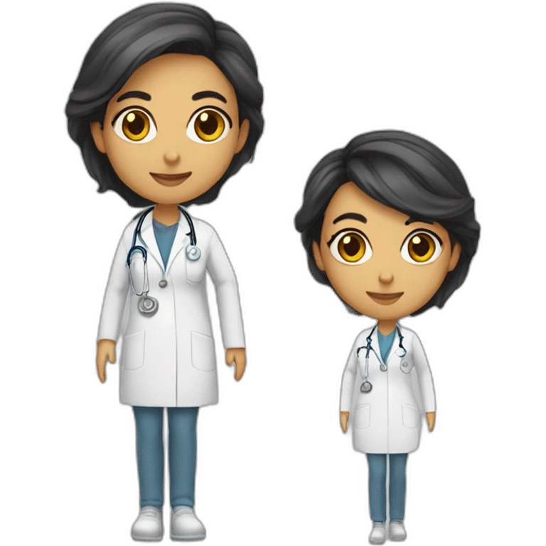 Doctora castaña cabello kargo emoji