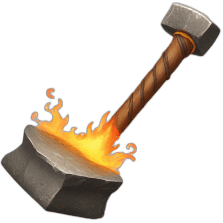 ancient hammer with flames Airbender wind around it emoji