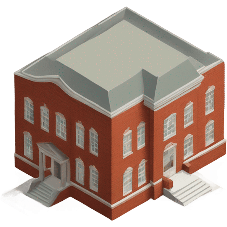 isometric single story red brick meeting hall emoji