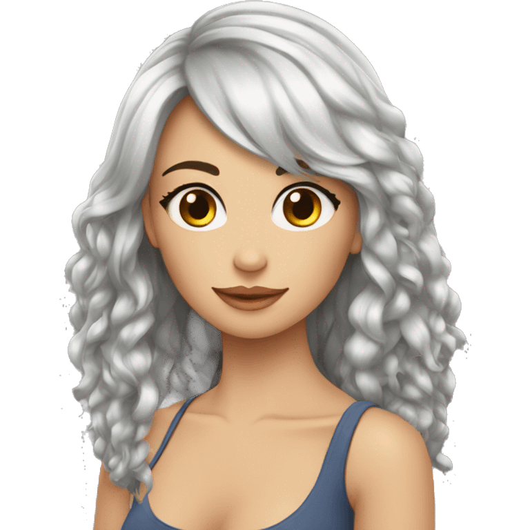 uma moça loira de olhos azuis cabelo longo e liso emoji