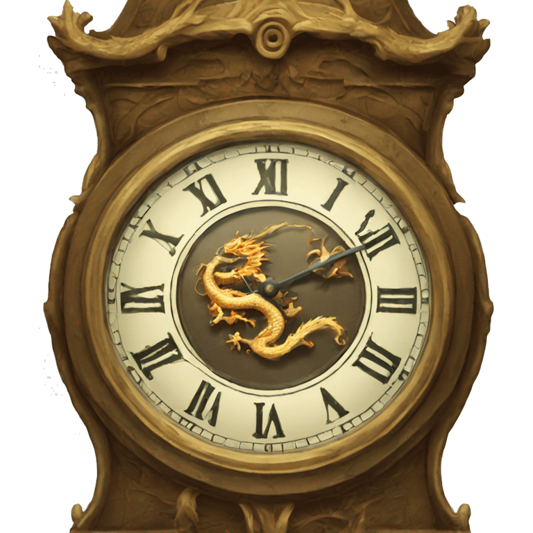 Antique clock with dragon on edge emoji