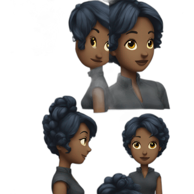 fille noir avec cheveux bleu emoji