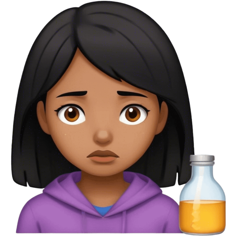 a black hair girl is tired of living alone emoji