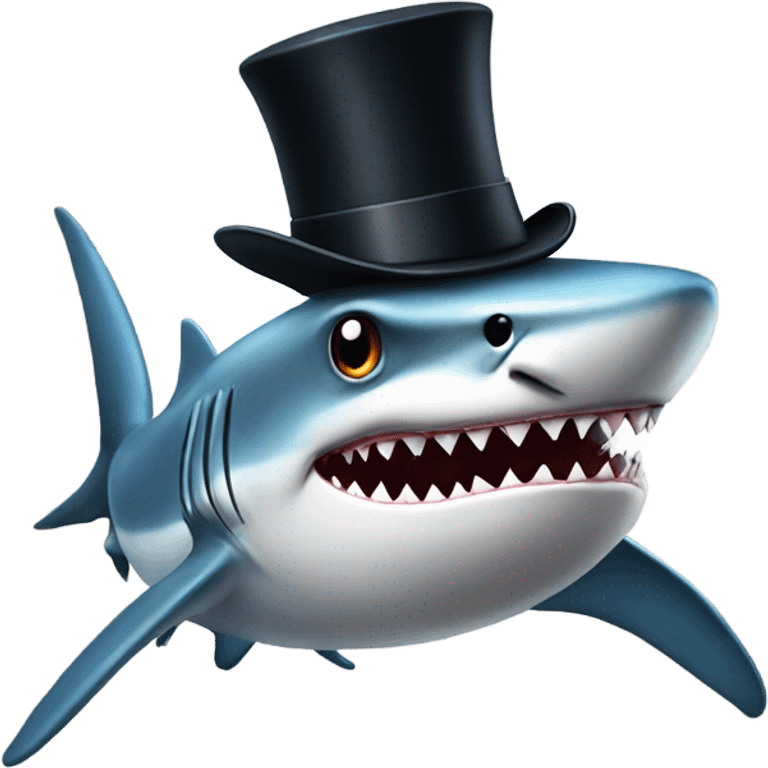 Shark with a top hat emoji