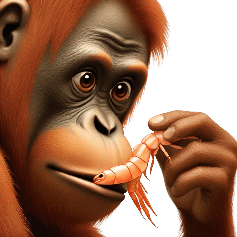 a orangutan kissing a shrimp emoji