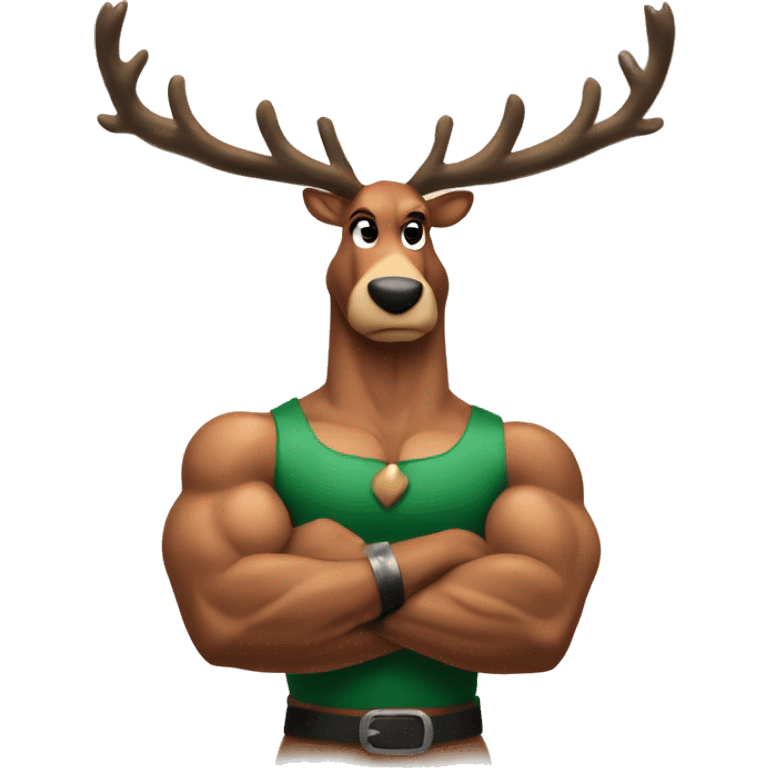 Reindeer muscular showing off biceps arms crossed masculine fierce torso "Team Donner" Tattoo emoji