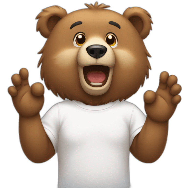 Bear with white t-shirt clapping emoji