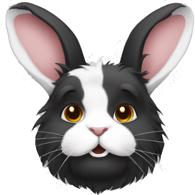 White face black body lionhead rabbit  emoji