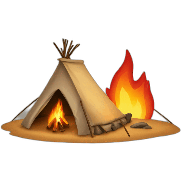 aboriginal tent with fire nearby emoji