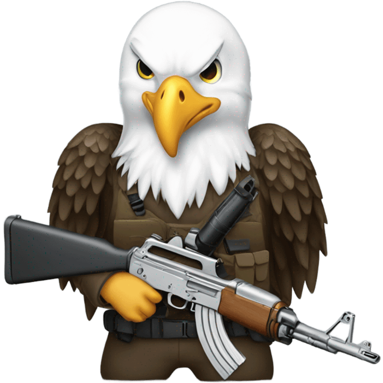 Bald eagle holding ak47 with talons emoji