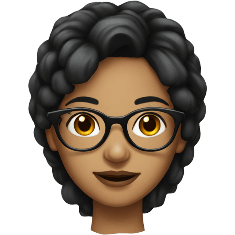 black haired girl with glasses portrait emoji