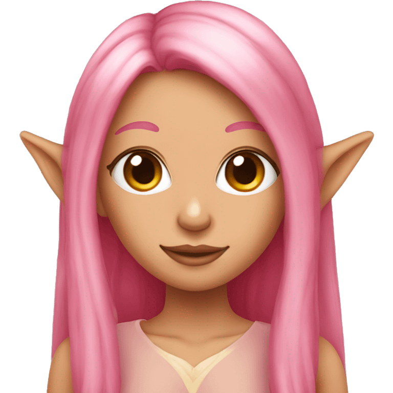 tan skinned elf girl with long pink hair emoji