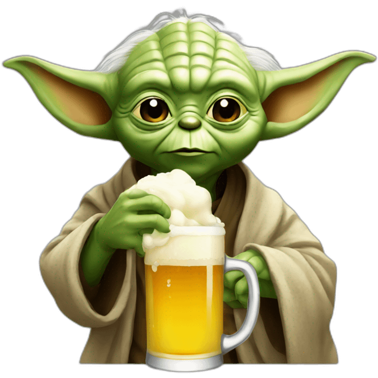 Yoda drinking a beer emoji