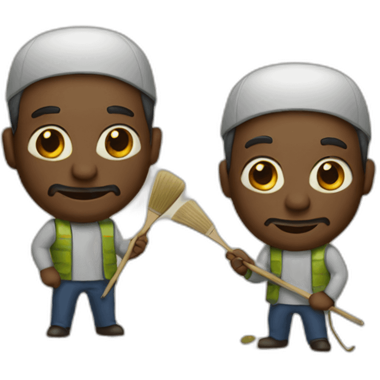 two men painting emoji