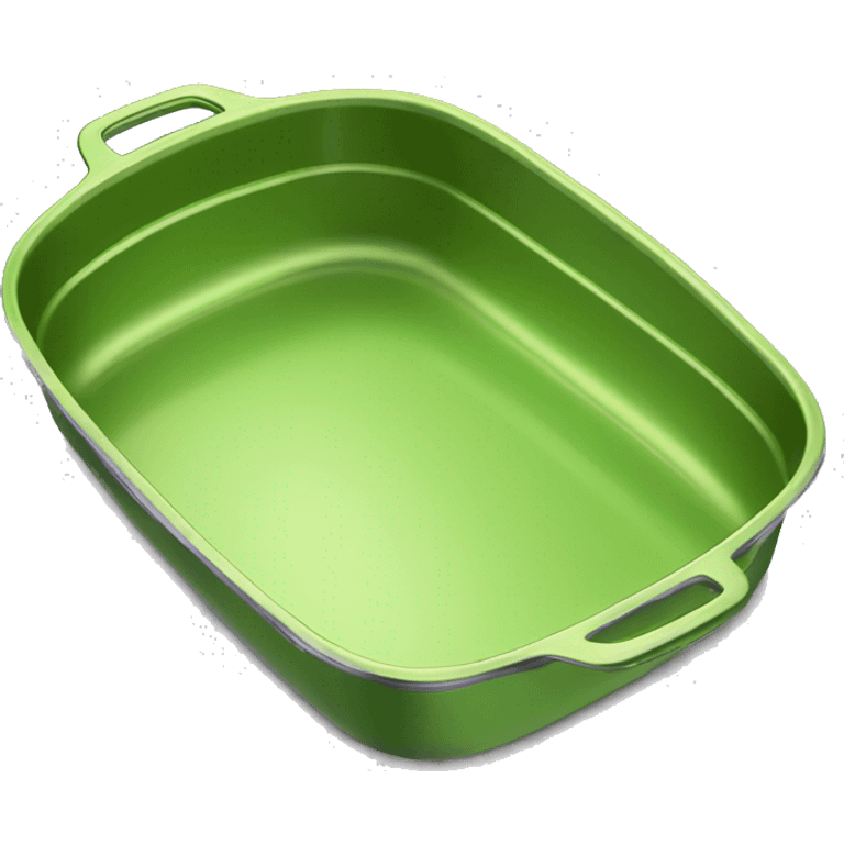 Realistic empty metallic lime green baking pan with handles emoji